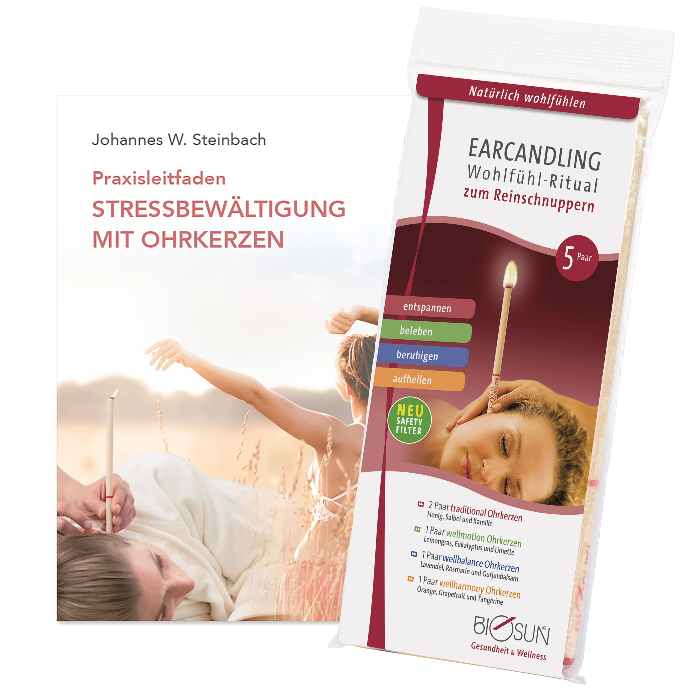 NPABUOKMX10DE Buch - "Stressbewältigung mit Ohrkerzen" + 5 Paar gemischte Ohrkerzen