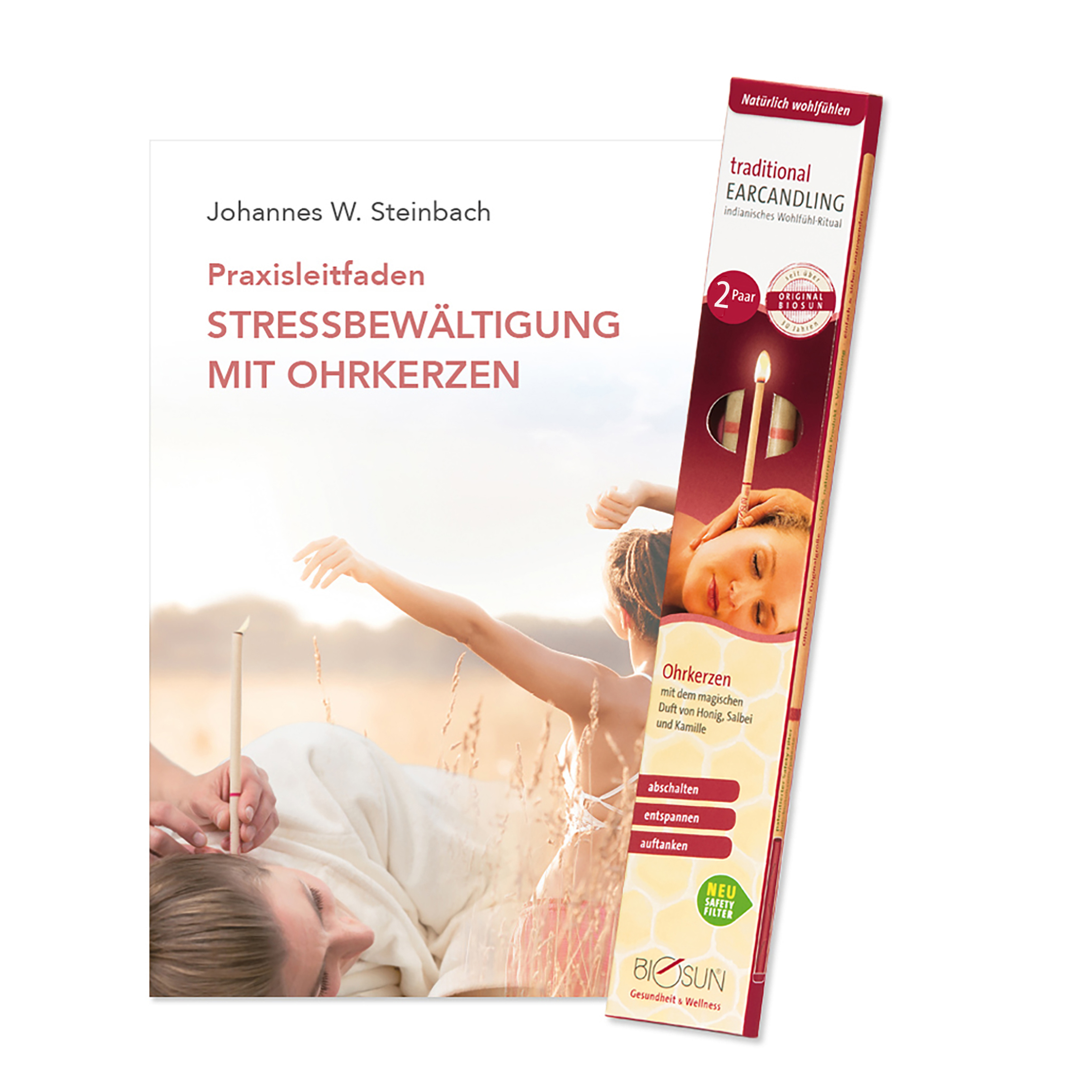 AKTION - Buch - "Stressbewältigung mit Ohrkerzen" + 2 Paar traditional Ohrkerzen